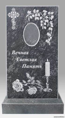 Памятник из мрамора с веточкой и свечей. Готов к установке.